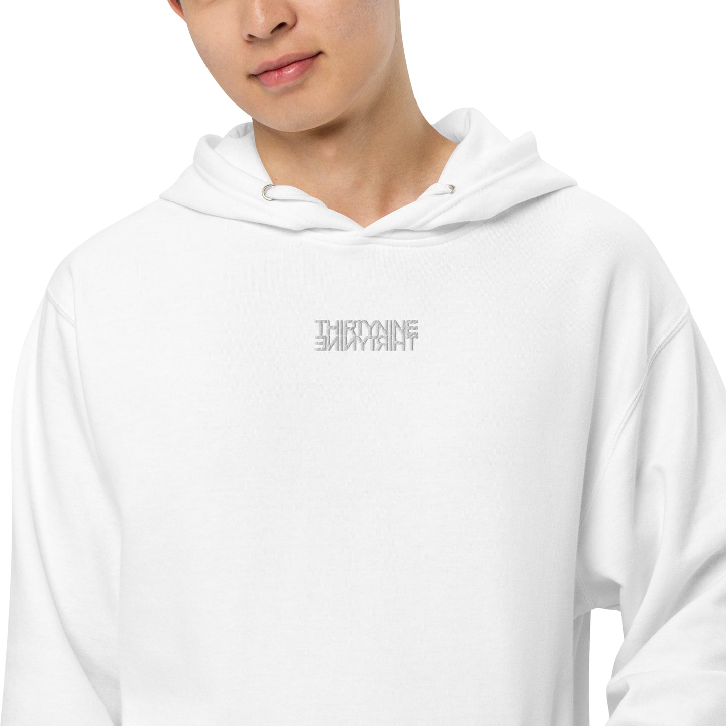 THIRTYNINE Unisex White Stitched Hoodie